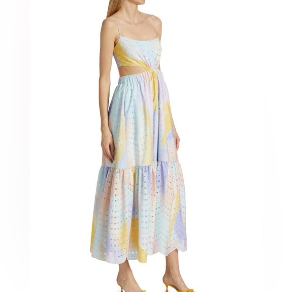 Monique Lhuillier Dresses & Skirts - $595 NWT ML Monique Lhuillier Poplin Eyelet Cut Out Midi Dress Sz 4